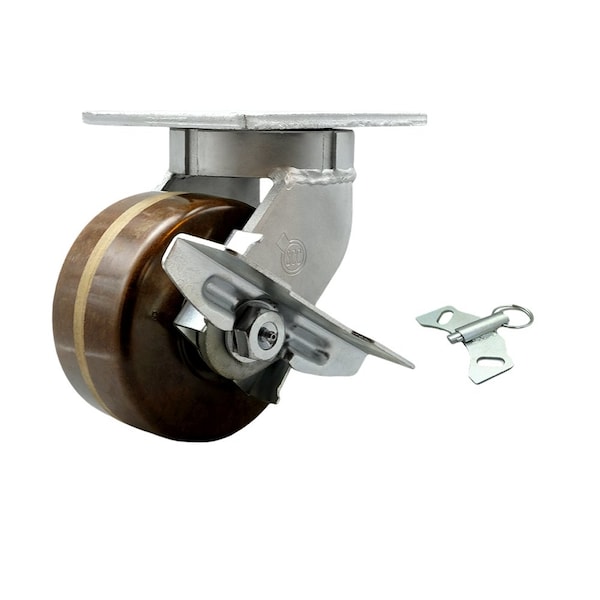Service Caster 6'' Heavy Duty High Temp Phenolic Swivel Caster with Brake and Swivel Lock CRAN-SCC-KP92S630-PHRHT-SLB-BSL - main